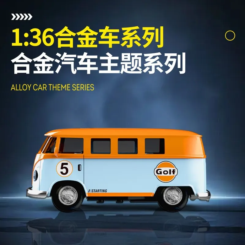 1:36 Bus T1 jouet voiture alliage Van voiture modèle porte ouverture retirer voiture jouet pour enfants