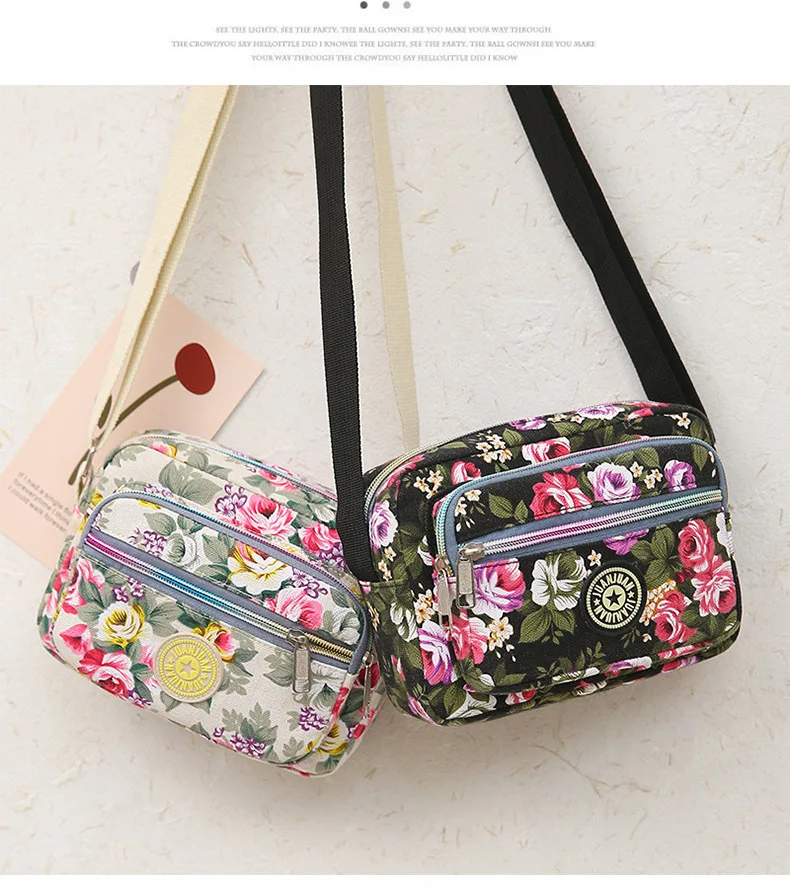 

Mobile phone small bag colorful flowers multi-pocket square fashion women diagonal across canvas women bag cross-body canvas bag