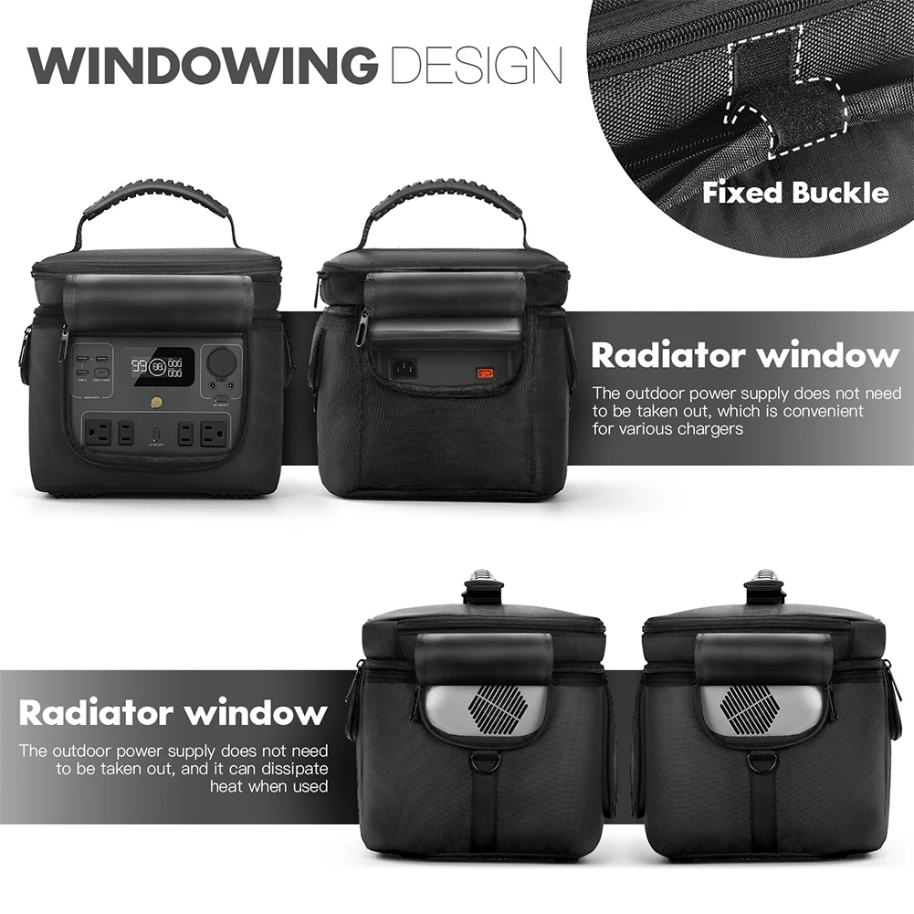 Portable Power Station Bag Dustproof Multiple Pockets with Shoulder Strap & Handle for Ecoflow River 2 Pro & Ecoflow