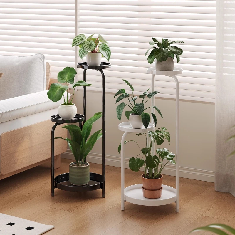 Nordic Iron Plant Stand Living Room Balcony Display Shelf Multi-Tier Flower Pot Holder Space Saving Succulents Organizer Rack