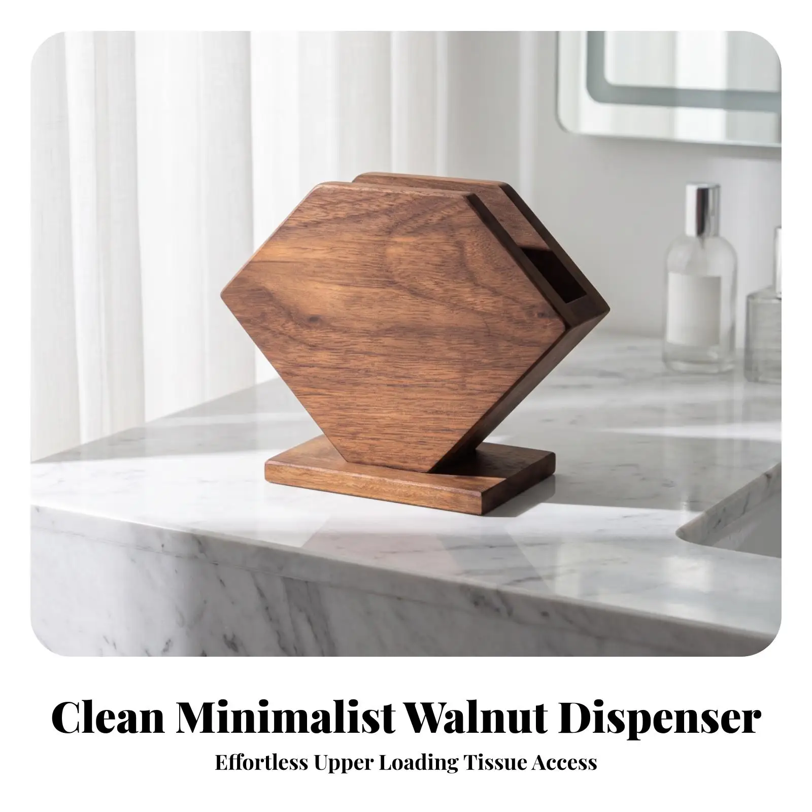 Square Wooden Napkin Holder Tissue Box Organizer for Living Room Kitchen Table Contemporary Walnut Decor