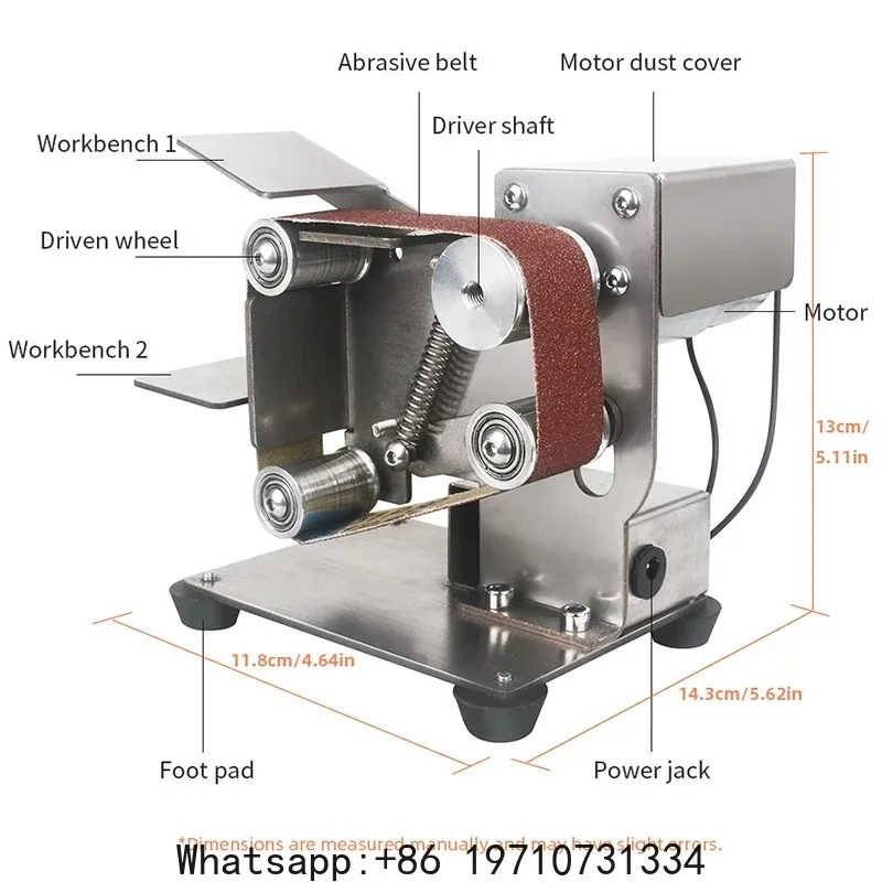 Tungfull  Sander Machine 220v DIY Sander Polisher Polishing Grinding  Mini  Grinding Tool with 10PCS Belt