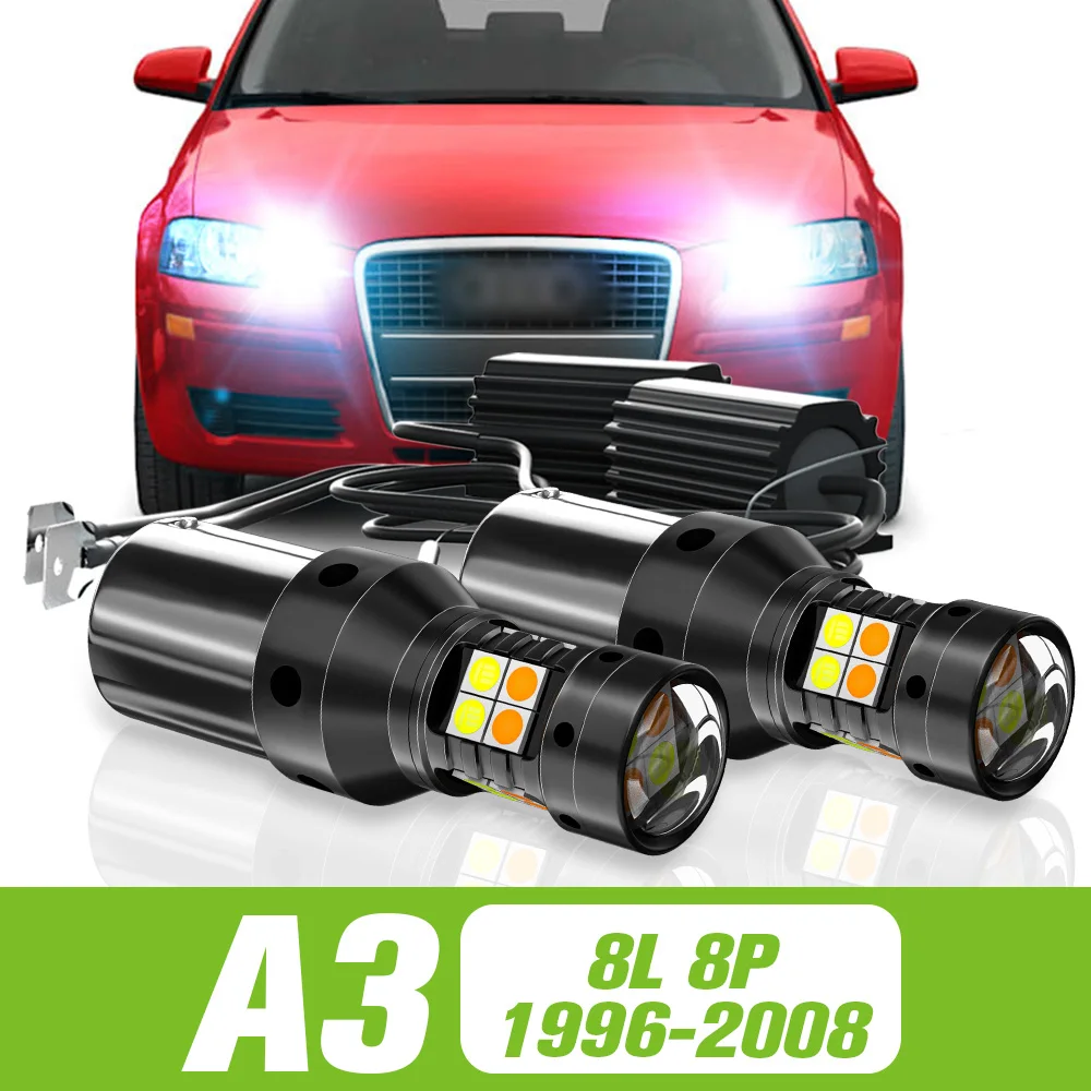 

2pcs For Audi A3 8L 8P 1996-2008 Dual Mode LED Turn Signal+Daytime Running Light DRL 2002 2003 2004 2005 2006 2007 Accessories