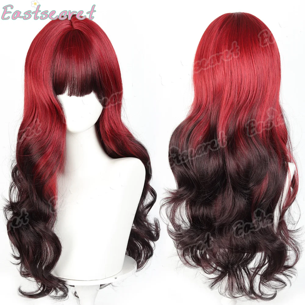 

EAST Lolita black and red dyed gradient big wave bangs headband, Gothic style Halloween party heat-resistant synthetic wig