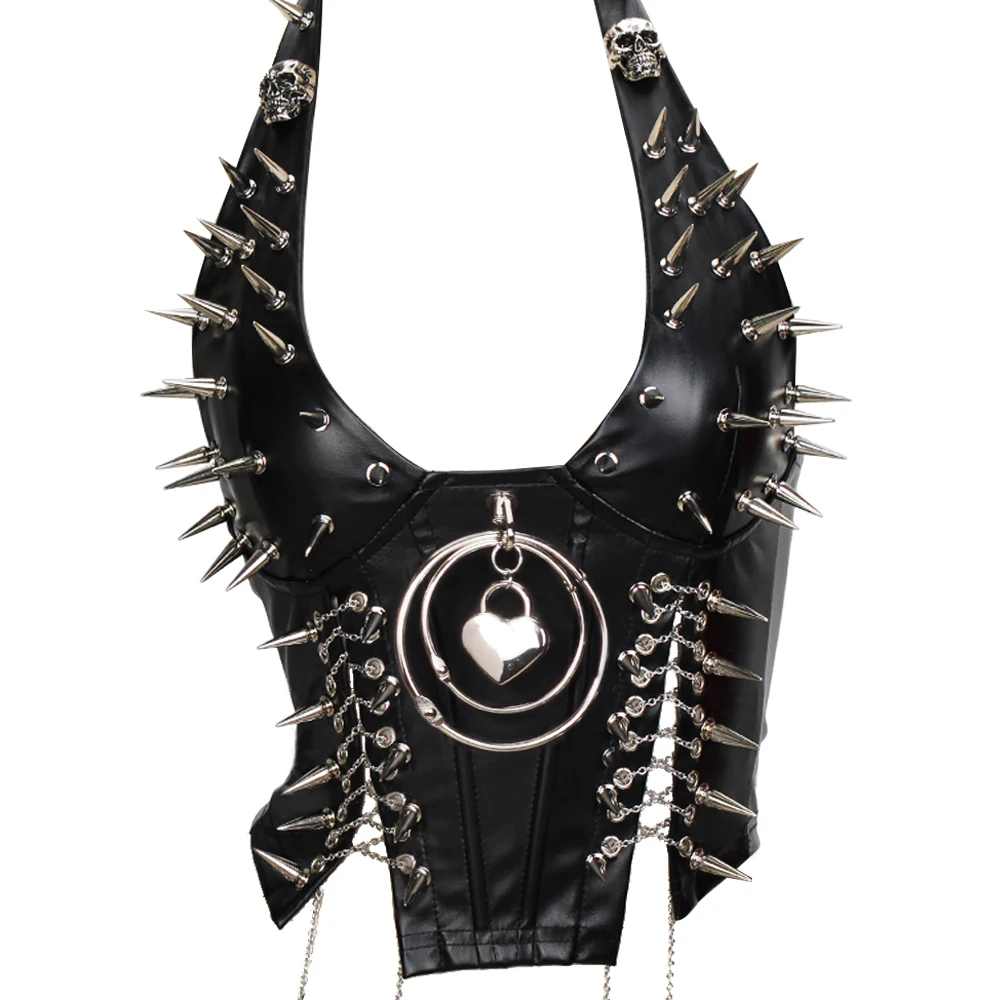 Goth Top Y2K Clothes Women's Tanks Emo Clothing Gothic Boho Tops with Spikes Punk Rock Teens Festival Spiked Bra Grunge T Shirt 16 Sf781a983660d41a88cc7b1b7ae891920T