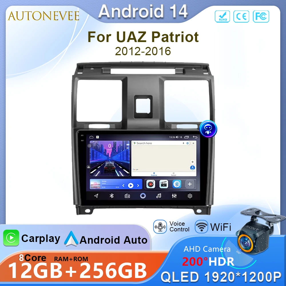 

Android 14 For UAZ Patriot 2012-2016 Car Radio Multimedia Video Player Navigation GPS Head Unit Stereo No 2Din 2 din DVD WiFi BT