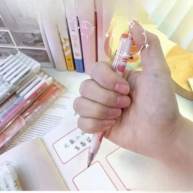 6pcs For Miku Anime Peripheral 0.5mm Black Neutral Pen Kawaii Creative Quick-drying Plastic Press Gel Pen Cartoon Peripheral Gif