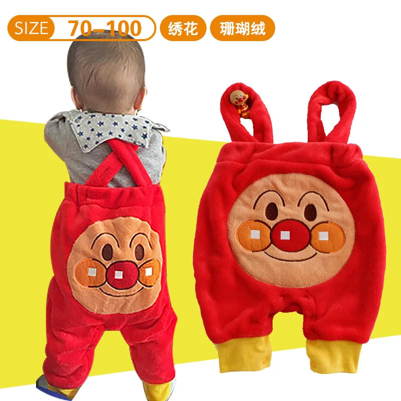 Baby Girl Spring Autumn Overall Rompers Boy Newborn Cartoon Anpanman Print Jumpsuit Warm PP Pants Roupas Infant Toddler Outfit