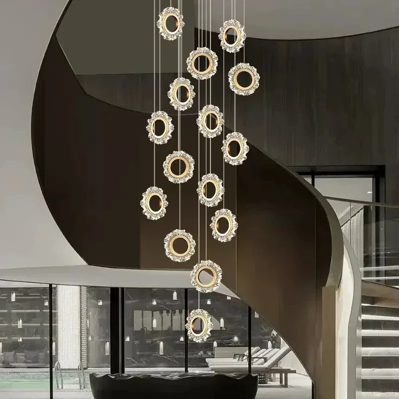 YECTSKI-Lustre LED Circulaire Moderne, Lampe Créative, Tour de Table, Escalier, Salon, Chambre, Cuisine, Designer