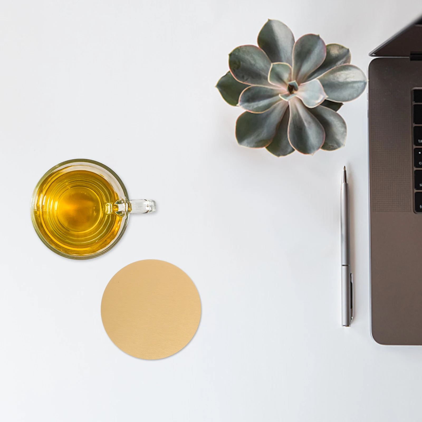 

4Pcs Stainless Steel Coasters Metal Drink Cup Mats Heat Insulation Pads Desktop Tabletop Cup Protectors for Home Office