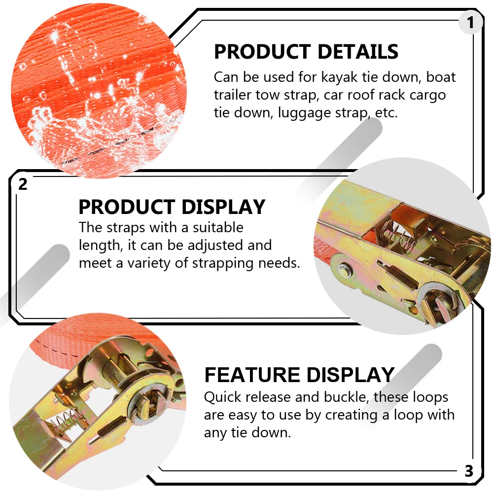 

2 pcs Ratchet Tie Down Straps Heavy Duty 10 1 Inch Polyester Webbing Cargo Lashing Belt Steel Hook For Motorcycle Truck