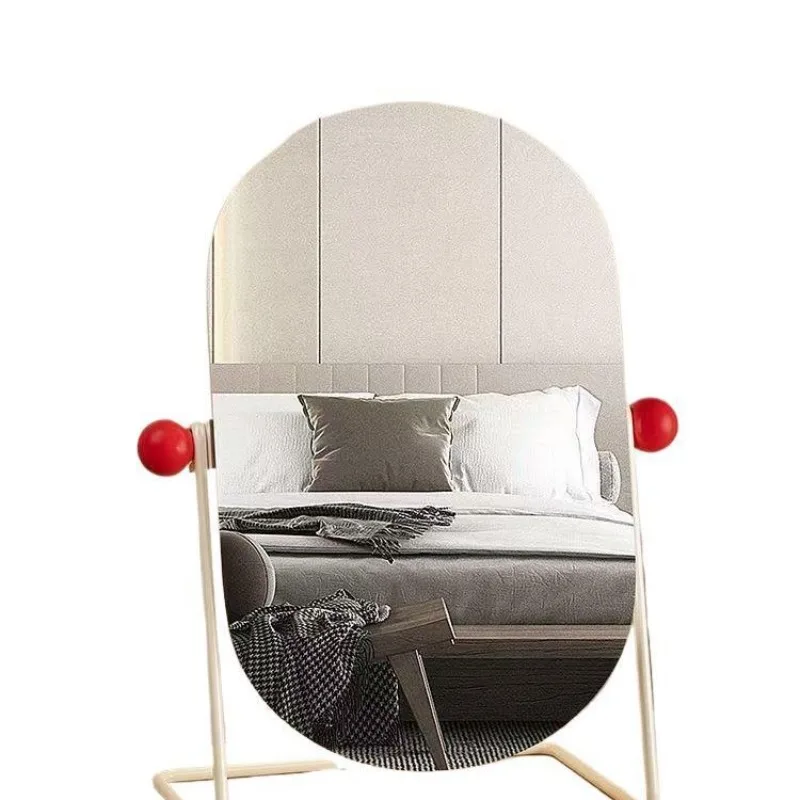 Makeup mirror stainless steel metal wrought iron desktop oval makeup mirror  desktop