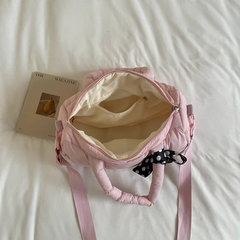 2026 Neue Designer-Schultertasche mit Karomuster, Space-Baumwoll-Handtasche für Damen, Große Kapazität, Daunengepolsterte Gesteppte Einkaufstasche für Damen – Detail 23