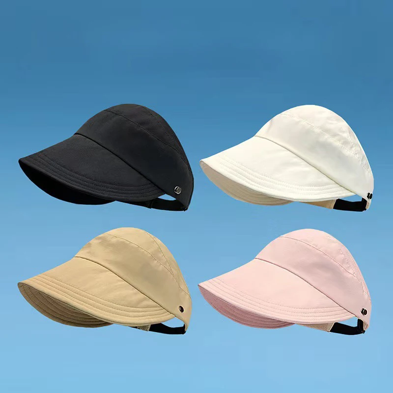 

Summer Wide Brim Sunhat Women Sun Hats Foldable Adjustable Outdoor Beach Bucket Hat UV Protection Visors Fisherman Ponytail Cap