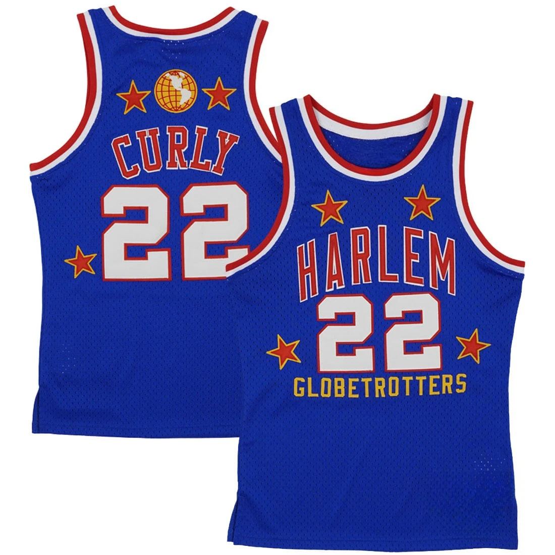 2026 Curly Neal #   22 Camiseta de baloncesto familiar, camiseta sin mangas de malla transpirable azul con estampado de estrellas, ropa deportiva