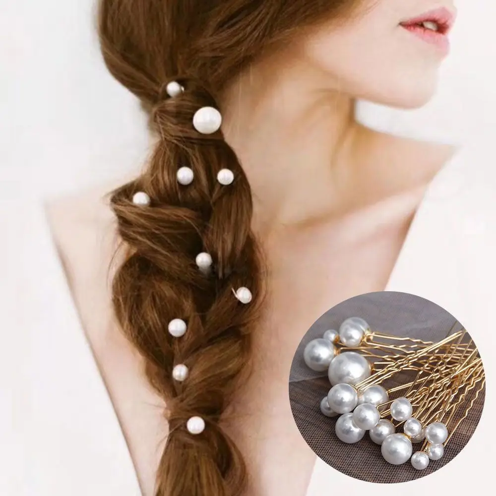 

Bridal Hair Accessories Headdress Disk Hair Pearl Hairstyle Tools Bridal Tiara U-shaped Hairpin Wedding Headwear Pearl Hairpin