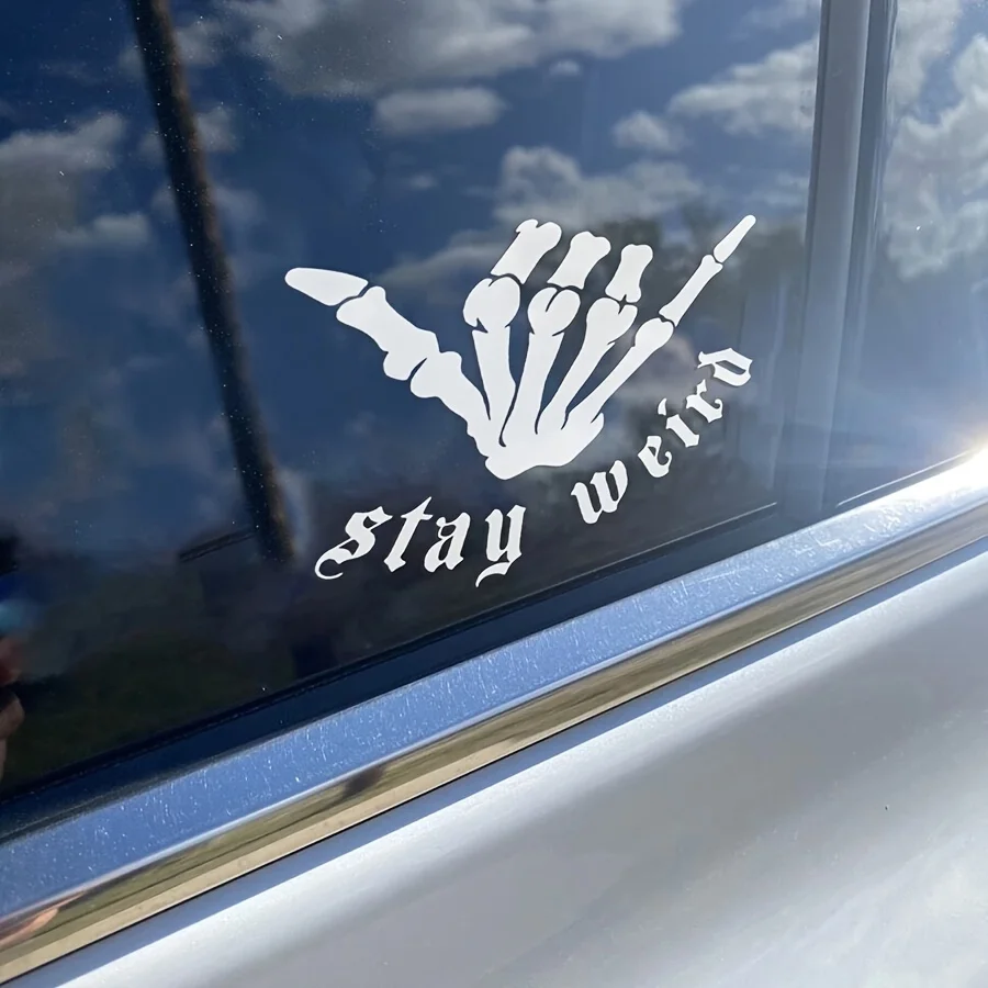 

Stay Weird Skull Hand Sign Matte Sticker For Car Laptop Home Decor
