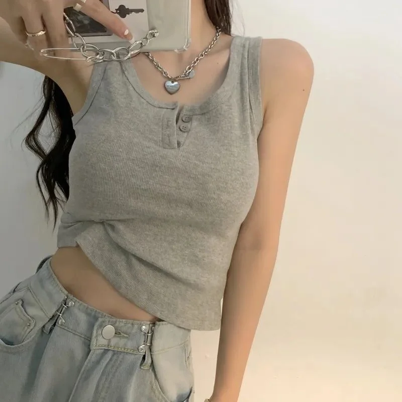 

plus Size Women's Tank Top Short Sleeveless Summer Korean Style Slim Fit Inner Wear 300 Pounds Versatile Strap Vest Trendy