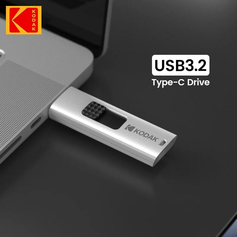 Kodak metal USB flash drive, 32GB/64GB/128GB USB 3.2, portable car music USB storage drive, suitable for business and office use