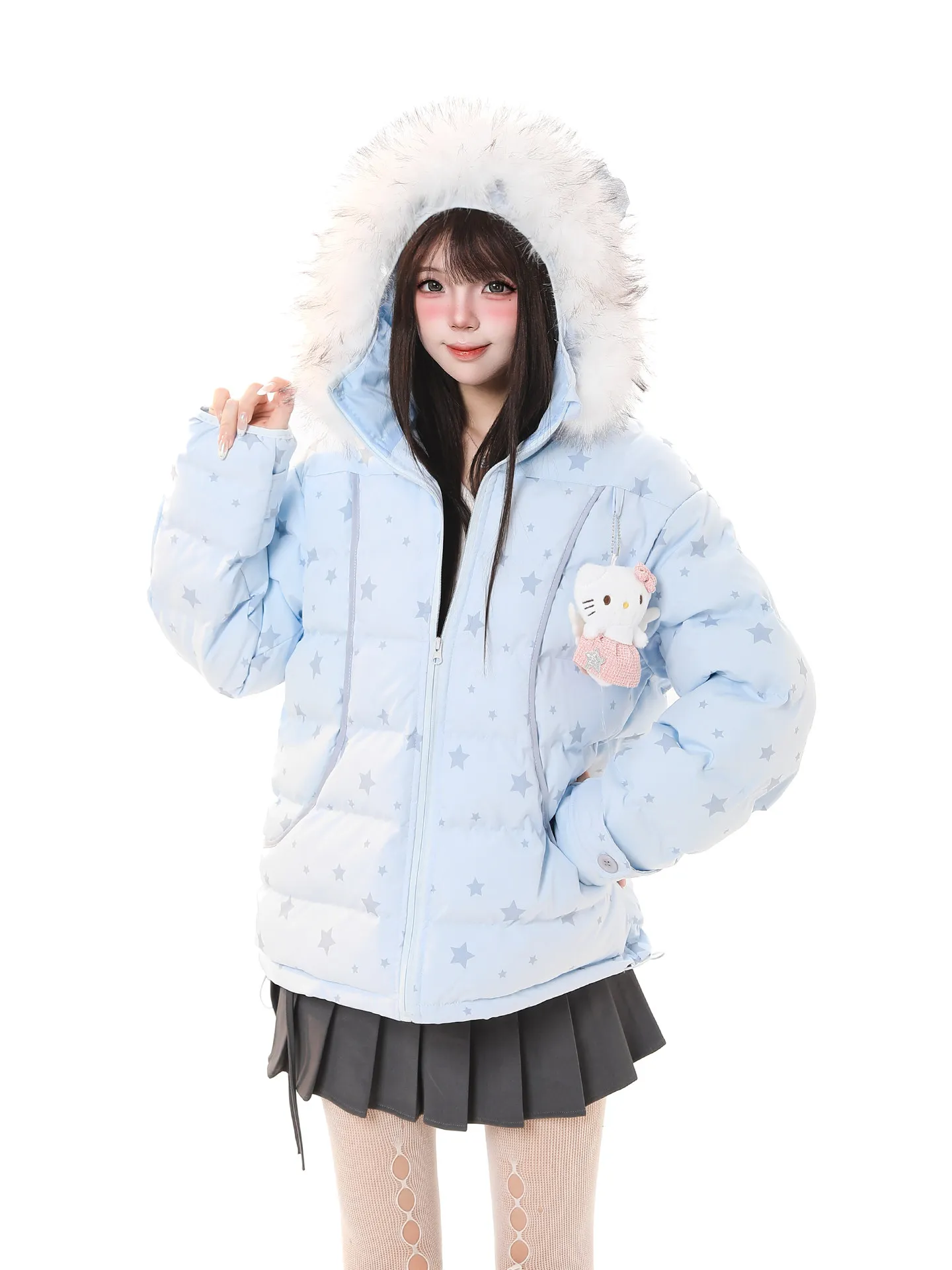 

Sweet Cartoon Sle Hooded Cotton Jaet Women's Winter New Warmth Youth Loose Casual Thiened Cotton Coat Outerwear