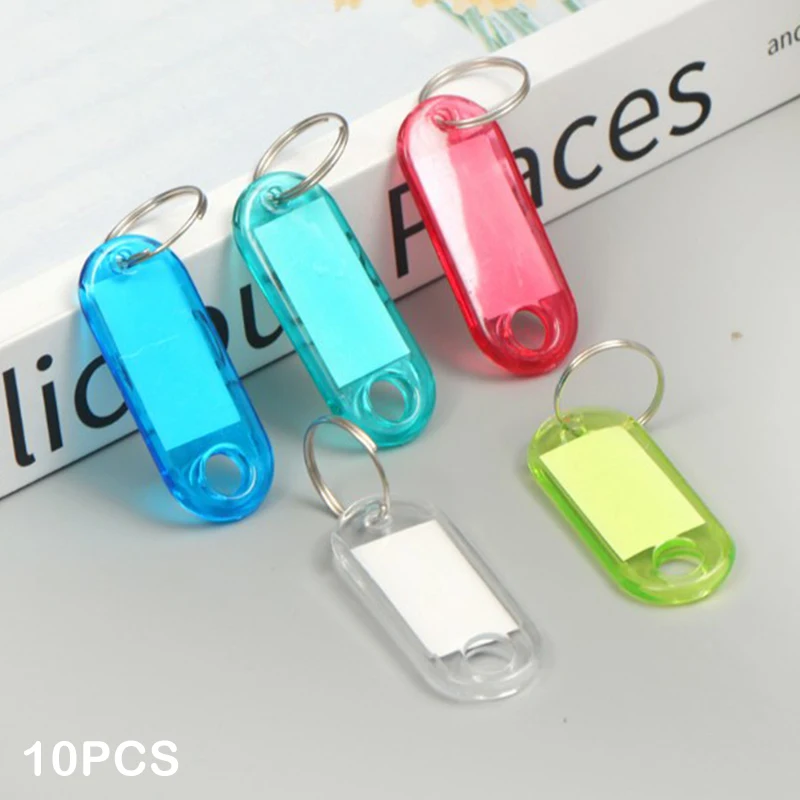 10PCS Plastic Clear Classification Plate Key Tags Label Numbered Name Baggage Tag ID Label Name Tags With Split Rings