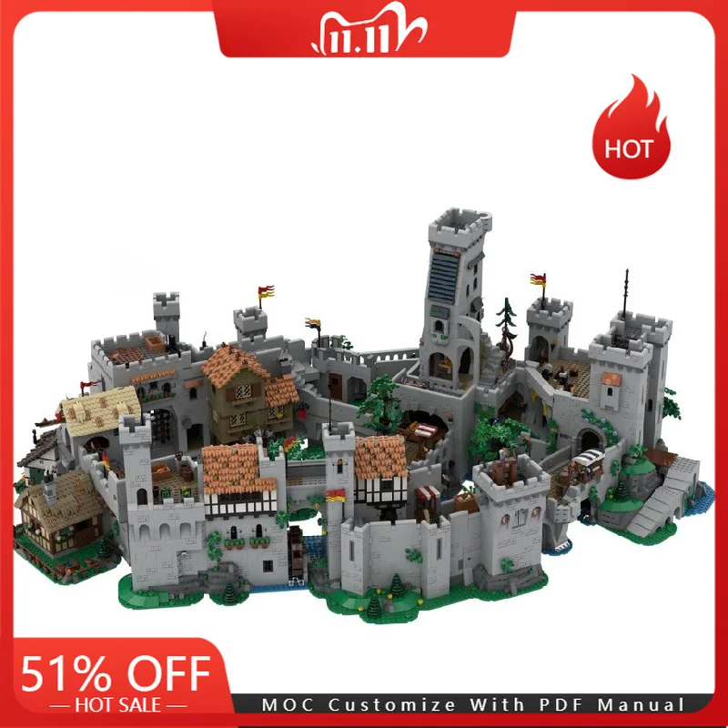 

21833 PCS MOC Medieval Town Square Castle Modular Model Building Blocks DIY Sets Assembly Bricks Toys Children Christmas Gifts