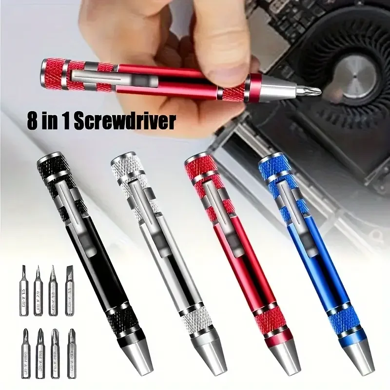 8-in-1-Multifunktions-Schraubendreher-Set, Präzisions-Schraubendreher-Set aus Aluminiumlegierung, tragbares multifunktionales Reparaturwerkzeug