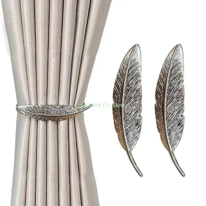 X90F Curtain Tiebacks Window Curtain Bind Holdback Buckles Clips Tie Backs Drapery Holders with Stretchable Spring Wire Rope