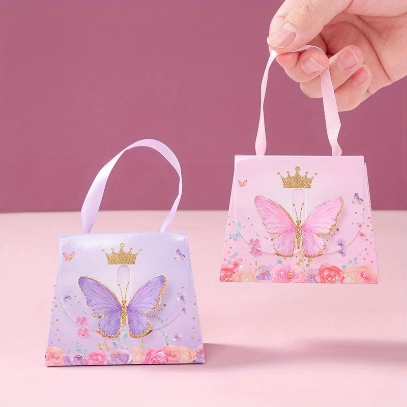 Schmetterlings-Kronen-Papiertüten & Geschenktaschen, geeignet für Babypartys, Hochzeiten, Geburtstagsfeiern, Dekorationen, Geschenkverpackungen. – Detail 8