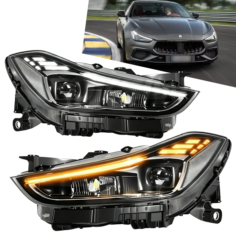 TYPY Car LED Head Lights For Maserati Ghibli Headlights 2014-2019 Full LED Projector Front Lamps Upgrade 2023 Style Plug Play