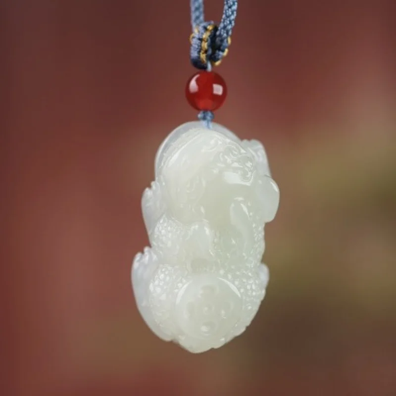 

Wholesale Natural Hetian Jade White Jade Pixiu Pendant Money Style Unisex Hanging Jewelry Jade Pendant Necklace Authentic