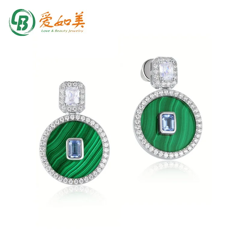 

New Temperament and Personality Peacock Stone Earrings 18K Gold PT950 Platinum Silver Plated 7-layer Gold Earrings Long Style