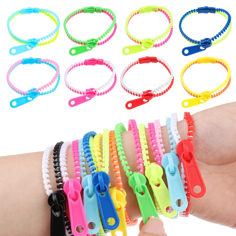 Two-color Children's Zipper Bracelet Fashion Candy Color Personality Bracelet Sensory Zipper Bracelet Stress Anxiety Relief Toys