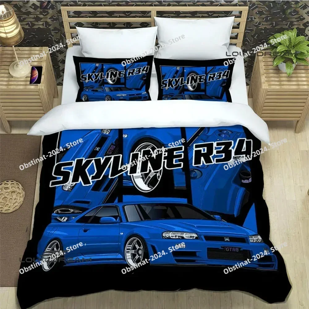 

GTR racing retro Bedding Set Printed Bed Set With Pillowcase Bed Duvet Cover Soft Single Double Queen Super King Size For gift