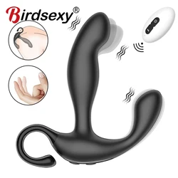 Male Prostate Massage Vibrator Anal Plug Wireless Control Wear Silicone Stimulate Massager Delay Ejaculation Ring Toy for Men