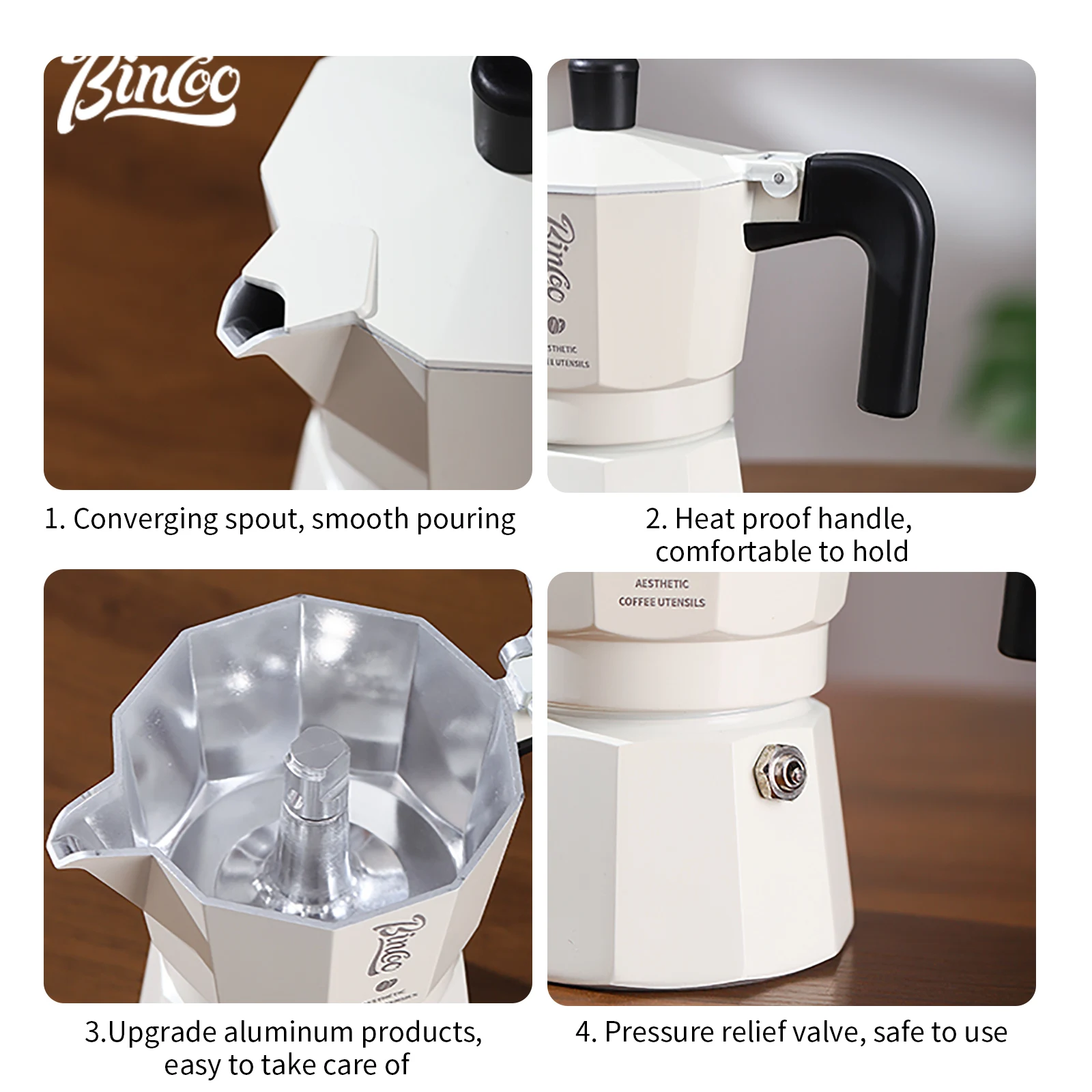 Bincoo café Double Valve Moka Pot Concentré Extraction électrique poêle en céramique cafetière chauffée ménage Barista 220V 500W