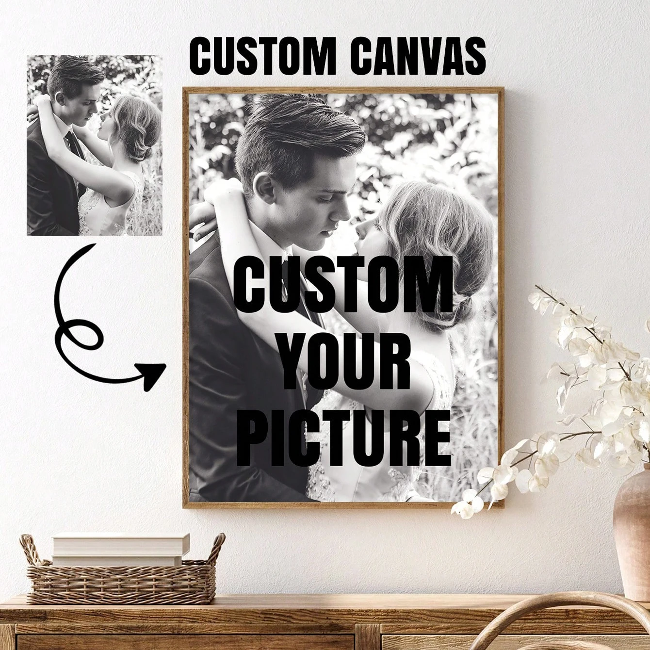 

1pc Custom Frameless Canvas Poster, Personalized Portrait Photo Wall Art, Couple and Lovers Pictures Perfect Gift for Home Decor