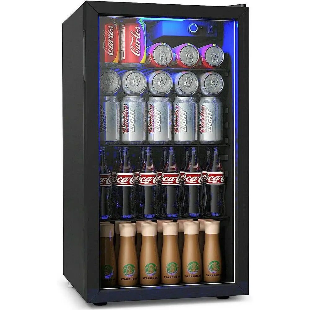 

3.2 Cu. Холодильник для напитков на 120 банок с LED-подсветкой, регулируемой температурой и съемными полками