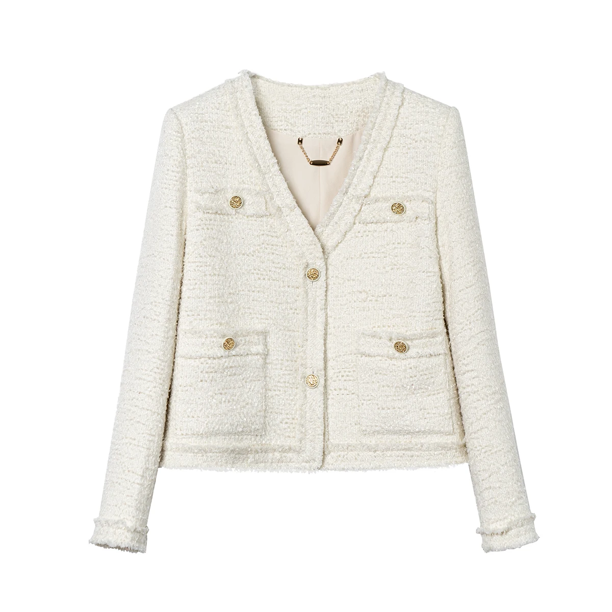 

Модная и элегантная темпераментная куртка на плечо с v-образным вырезом и небольшим ароматом знаменитостей, новый женский универсальный пригородный топ