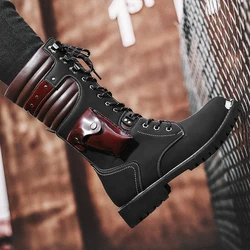 Hot Sale High Top Mens Boots Rivet Punk Style Motorcycle Boots Fashion Mixed Colors Platform Boots Wear-Resisting Walking Shoes