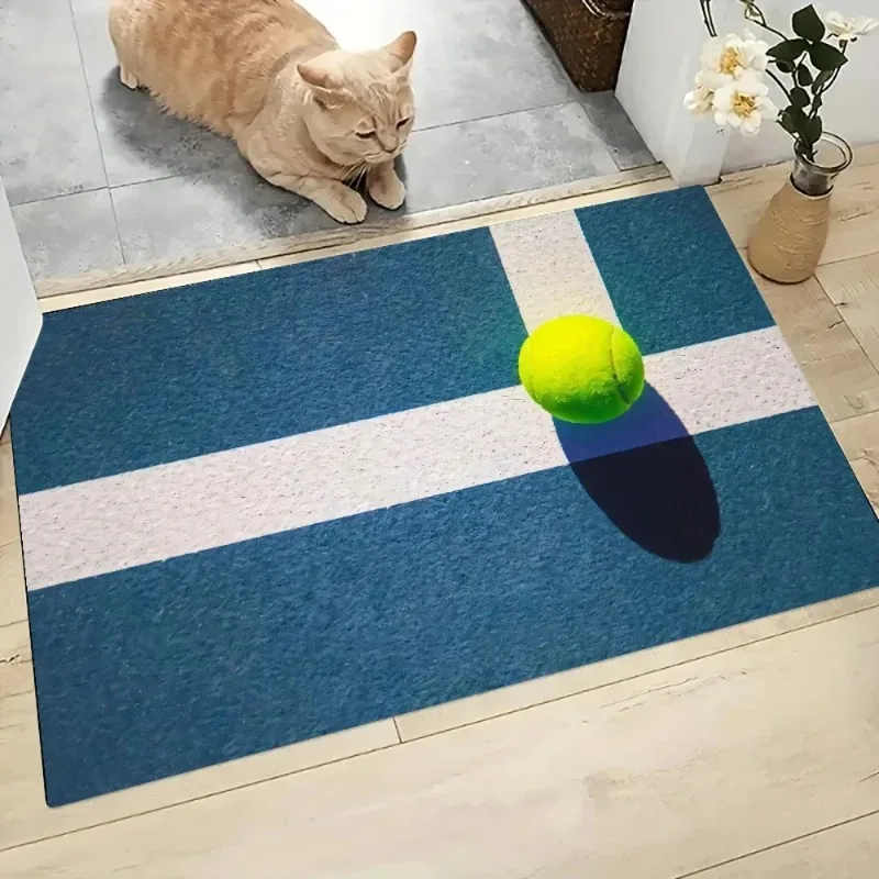 Tennisplatz bedruckte Fußmatte für Haus, Eingang, Schlafzimmer, Badezimmer, rutschfeste Bodenmatte, sportlicher Stil, Polyester-Teppiche, Heimdekoration
