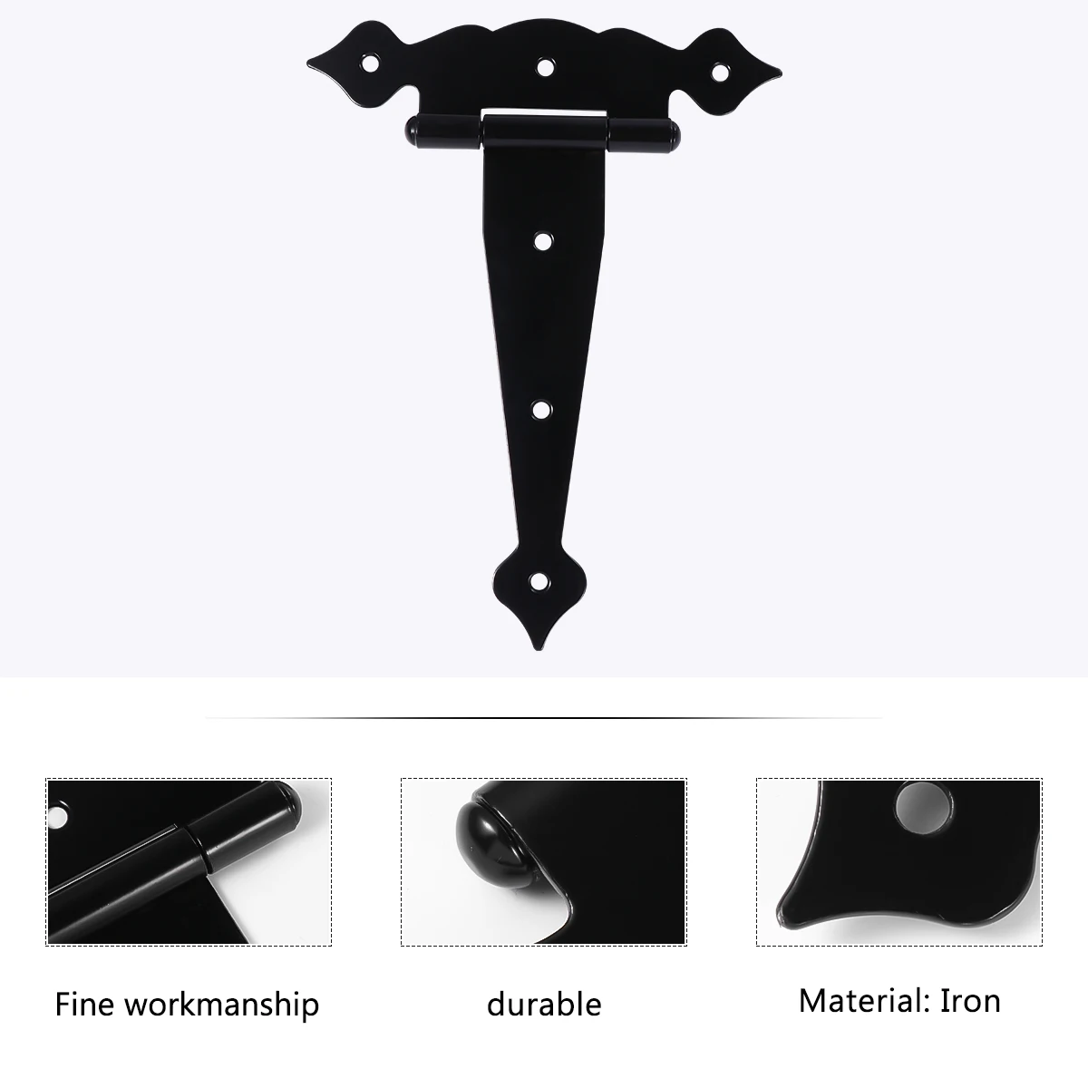 

3 шт., окрашенные в черный цвет железные дверные петли, декоративные Т-образные ремешки, ворота, деревянные заборы, сверхмощные, устойчивые к коррозии петли для отелей