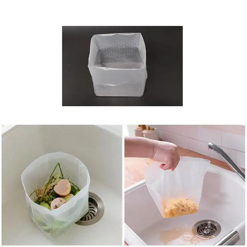 30pcs Drain Garbage Bag Sink Strainer Self-standing Filtering Organizer For Kitchen