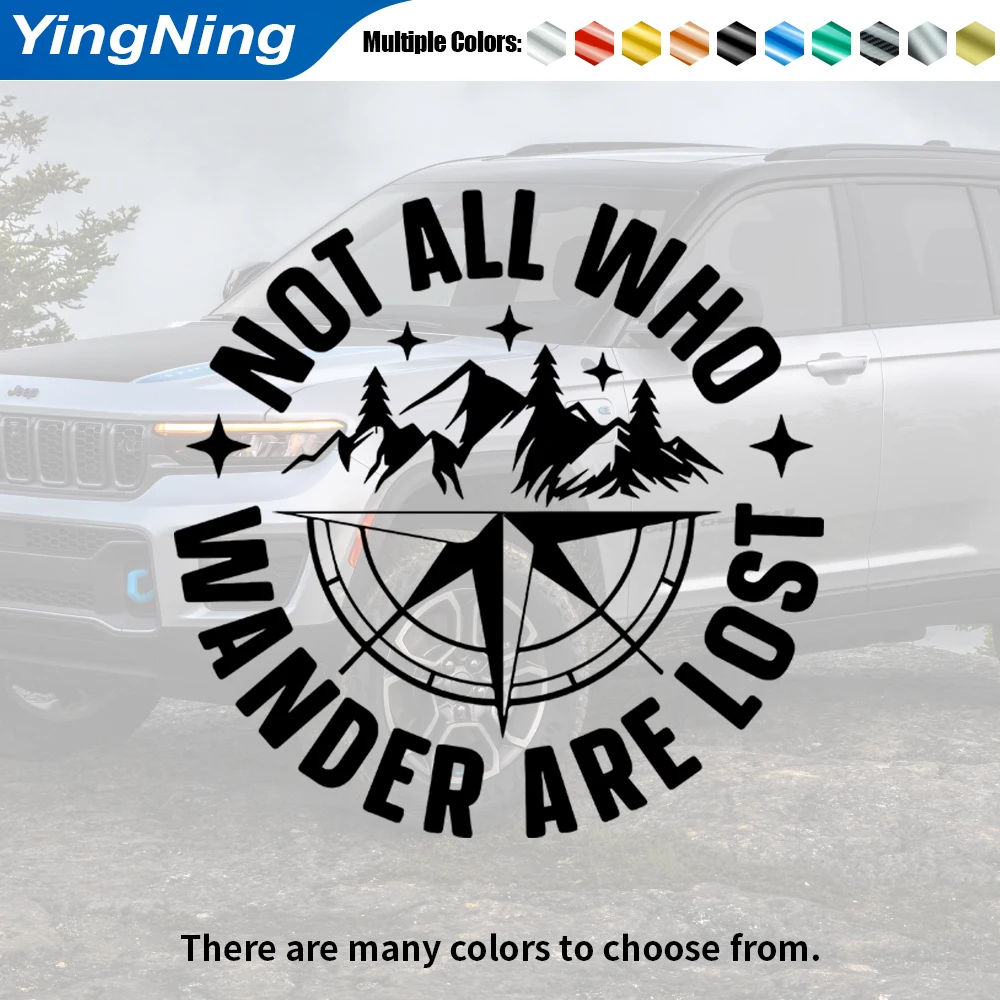 Outdoor Adventure Words - Adventure Compass Mountain Car Sticker Vinyl