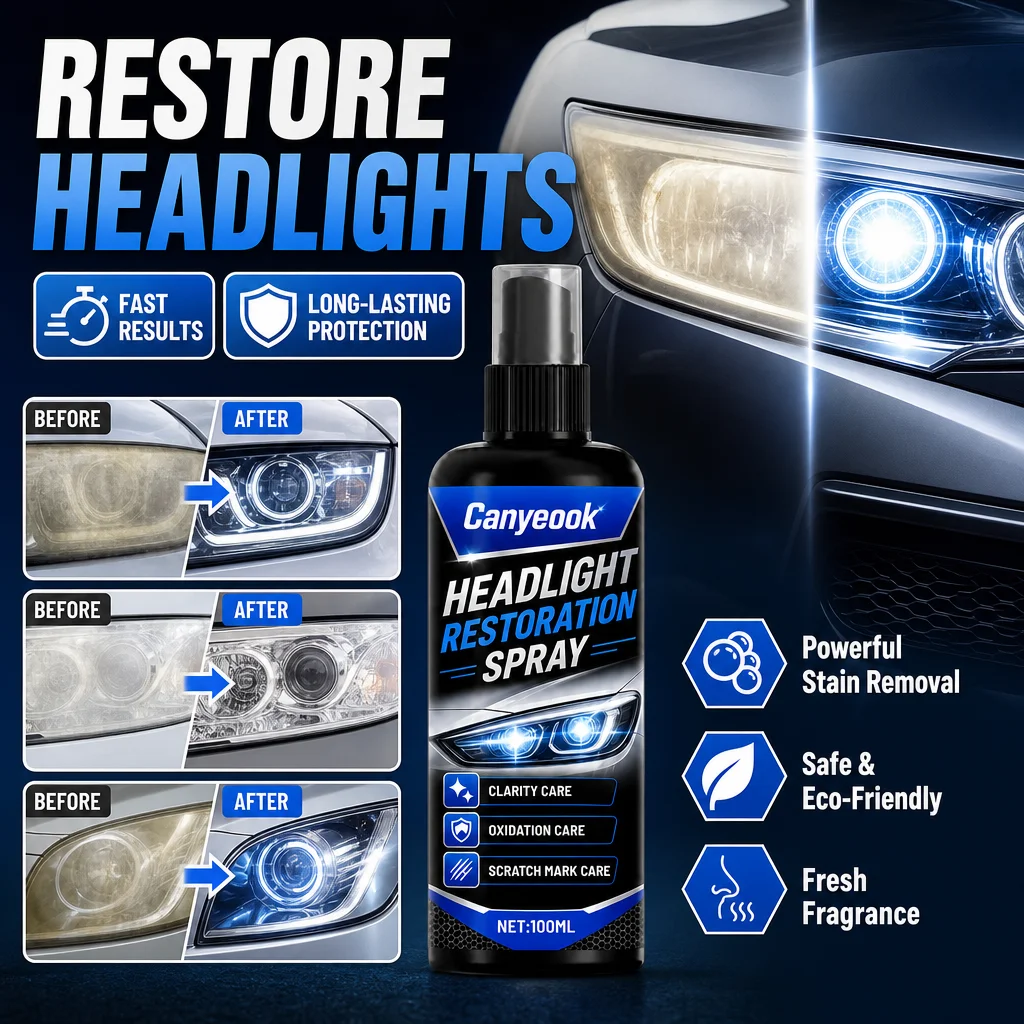 Canyeook Car Headlight Restorer Kit Anti-Yellowing Repair Fluid No Sanding Polish Needed UV Coating 100ml