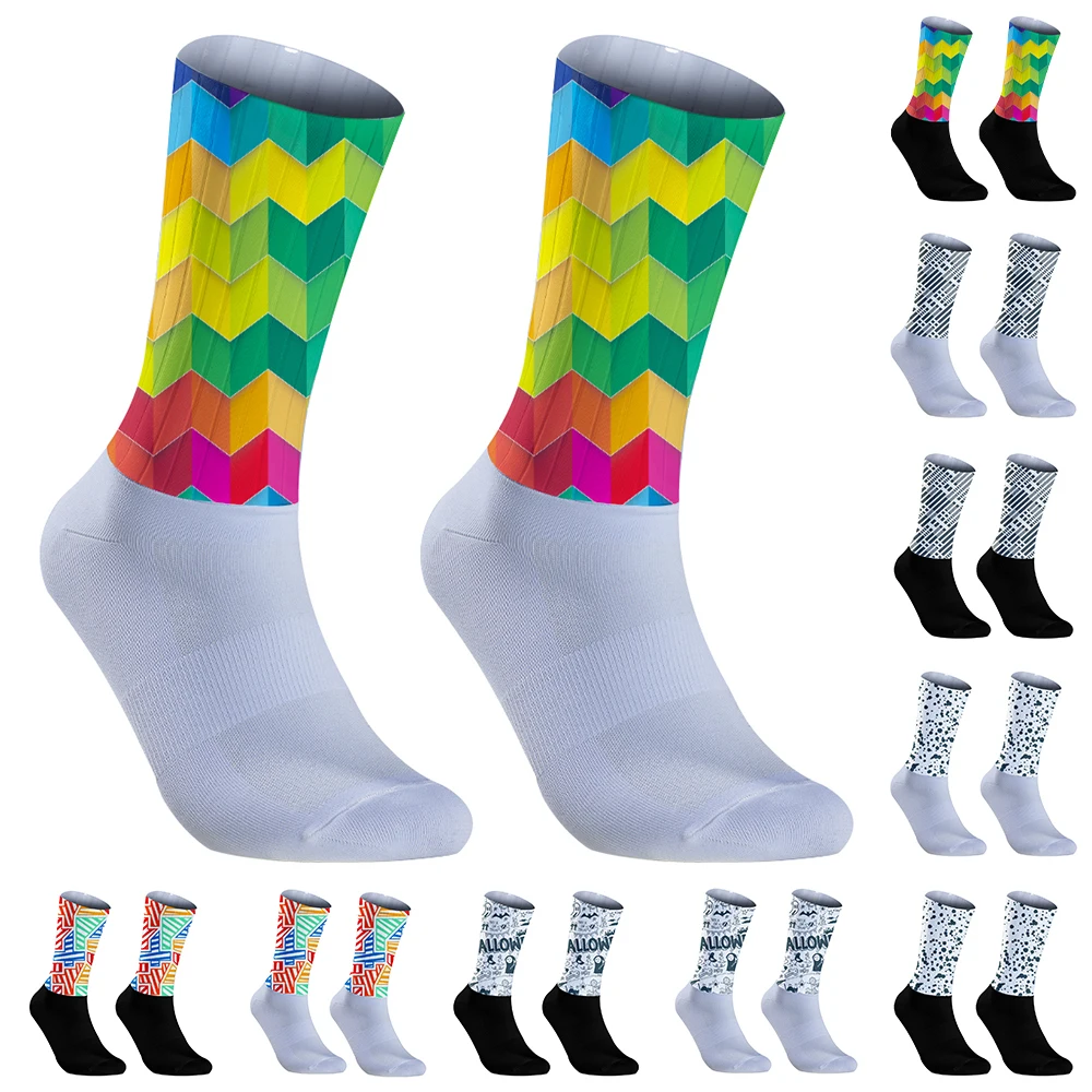 Socks Bicycle Bike Sport Running Anti Slip Silicone Summer Aero Socks Cycling Socks 2024 New