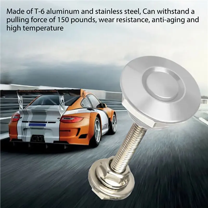 40X Quick Release Push Hood Latch Button Car Pin Bonnet Lock Bumper Clip Latches Silver-X59A