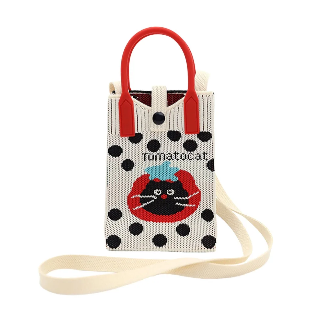 

New Mini Knitted Mobile Phone Bag Cartoon Large Capacity Knitted Handbag Shoulder Bag
