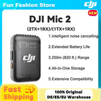DJI Mic 2 Wireless Microphone with Intelligent Noise Cancelling 32-bit Float Internal Recording Optimized Sound 250m Range