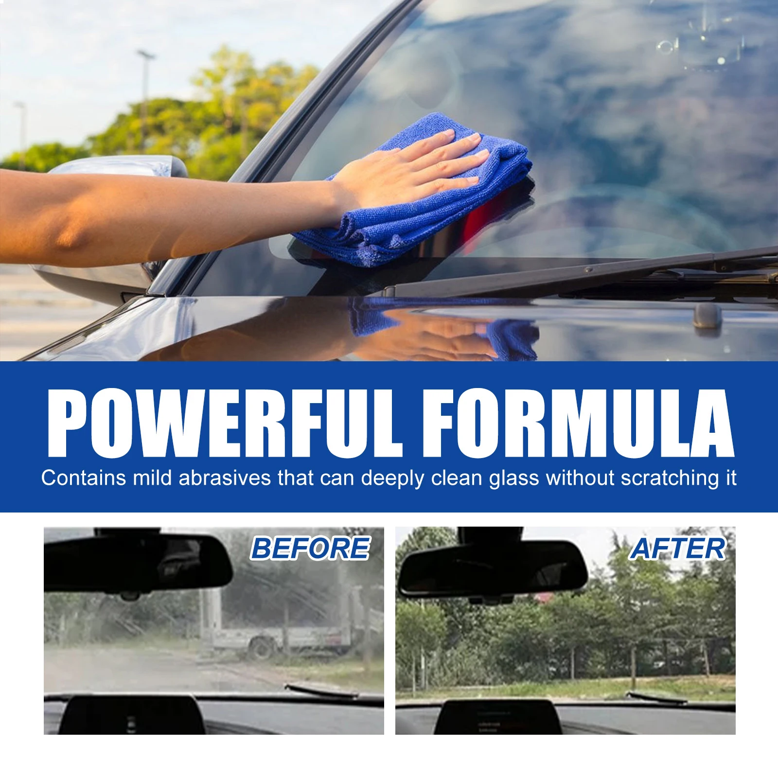 Car Glass Oil Film Remover Glass Polishing Compound Windshield Cleaner Car Glass Polishing Clear Window Auto Detailing image 2